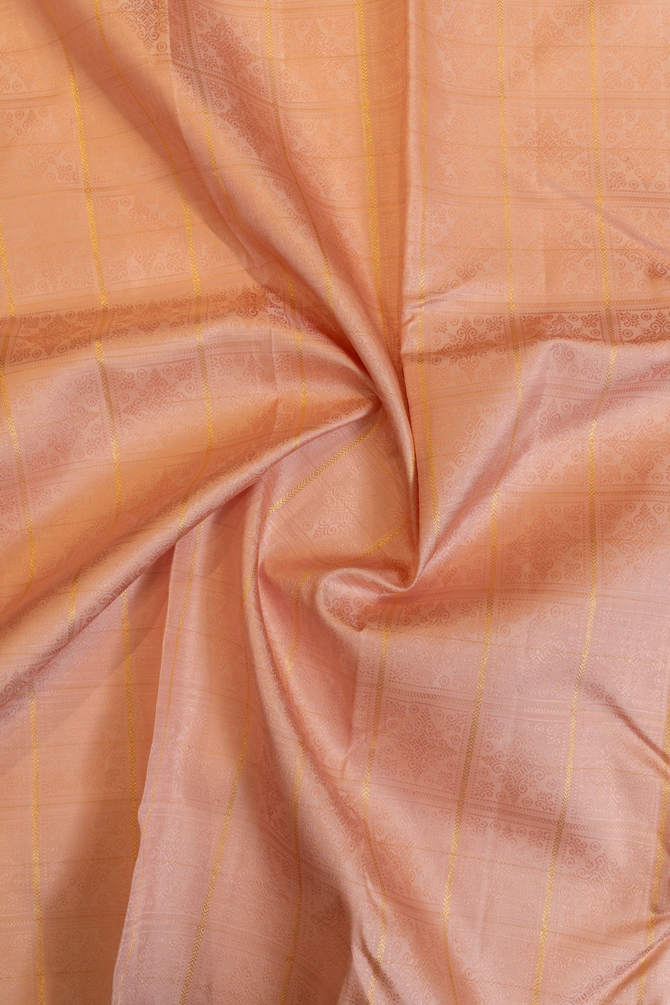 Salmon pink thread brocade pure Kanchipuram silk saree