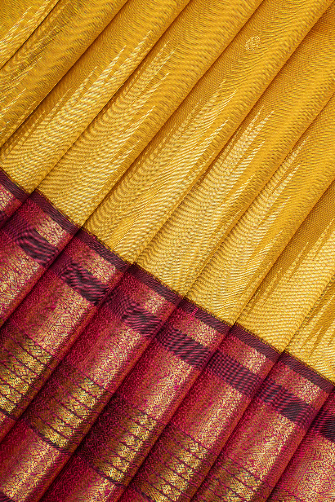 Mustard and Jamun Temple Border Pure Kanchipuram Silk Saree