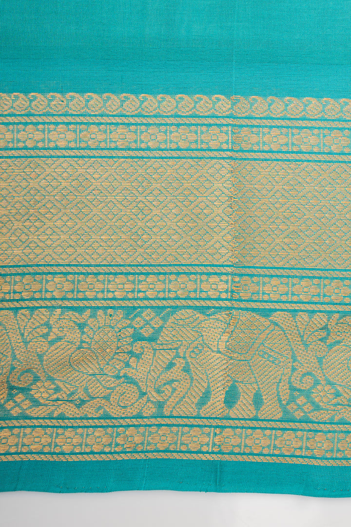 MS Blue Zari Checks Pure Silk Cotton Saree