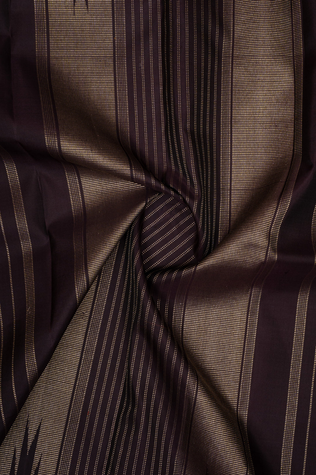 Khaki beige stripes rettai pettu pure kanchipuram silk saree