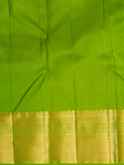 Parrot Green Brocade Pure Kanchipuram Silk Saree