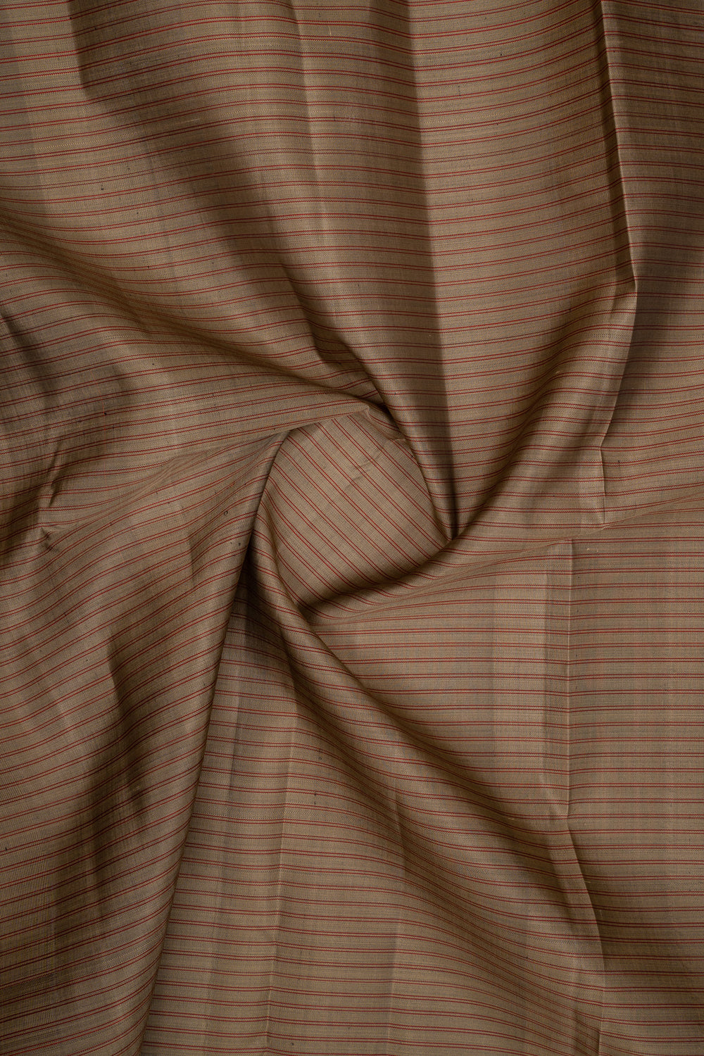 Khaki beige stripes rettai pettu pure kanchipuram silk saree