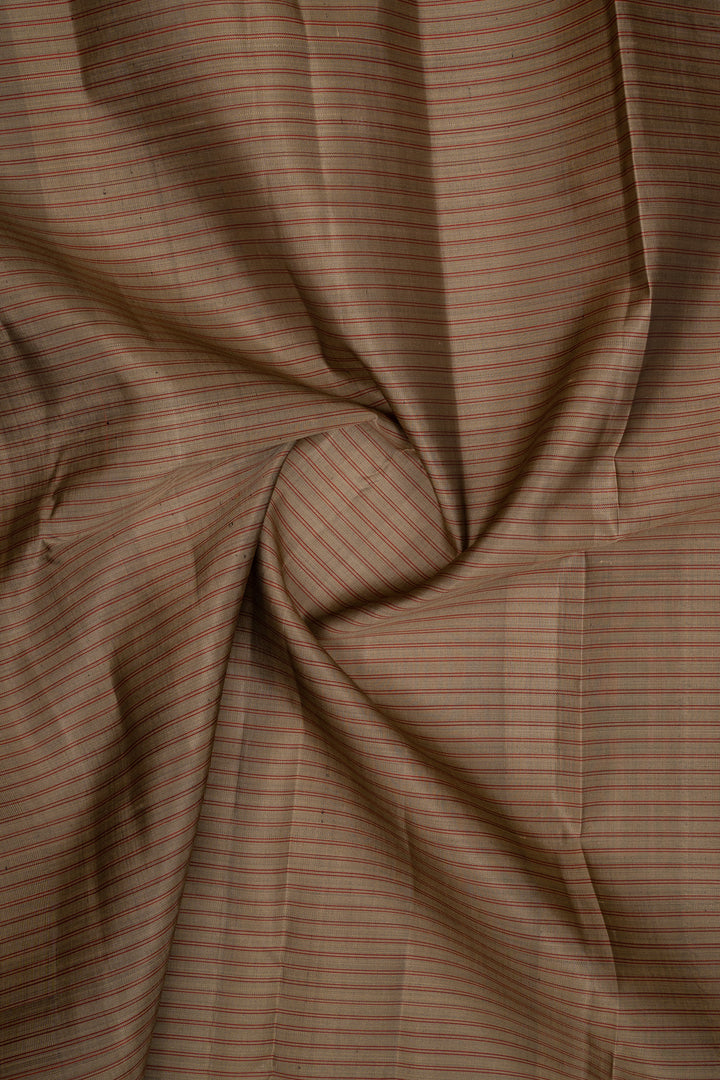 Khaki beige stripes rettai pettu pure kanchipuram silk saree