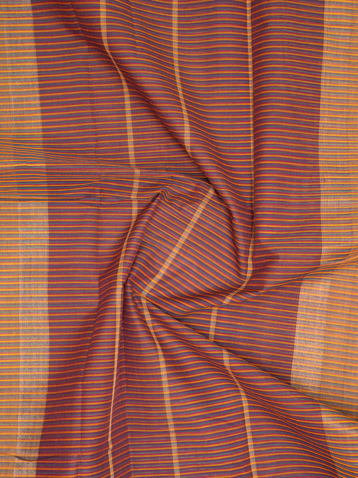 Maroon Stripes Pure Kanchi Cotton Saree - Clio Silks
