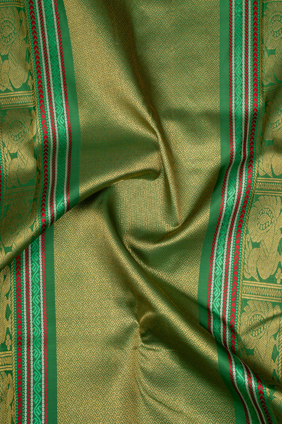Pastel Green Zari Checks Pure Kanchipuram Silk Saree