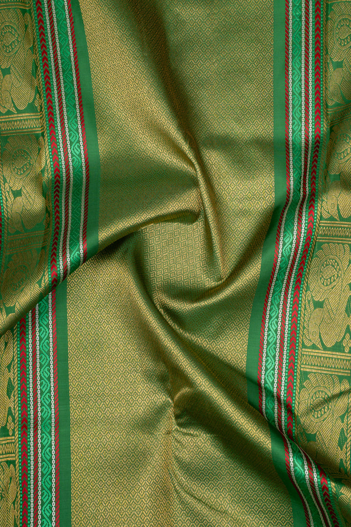 Pastel Green Zari Checks Pure Kanchipuram Silk Saree