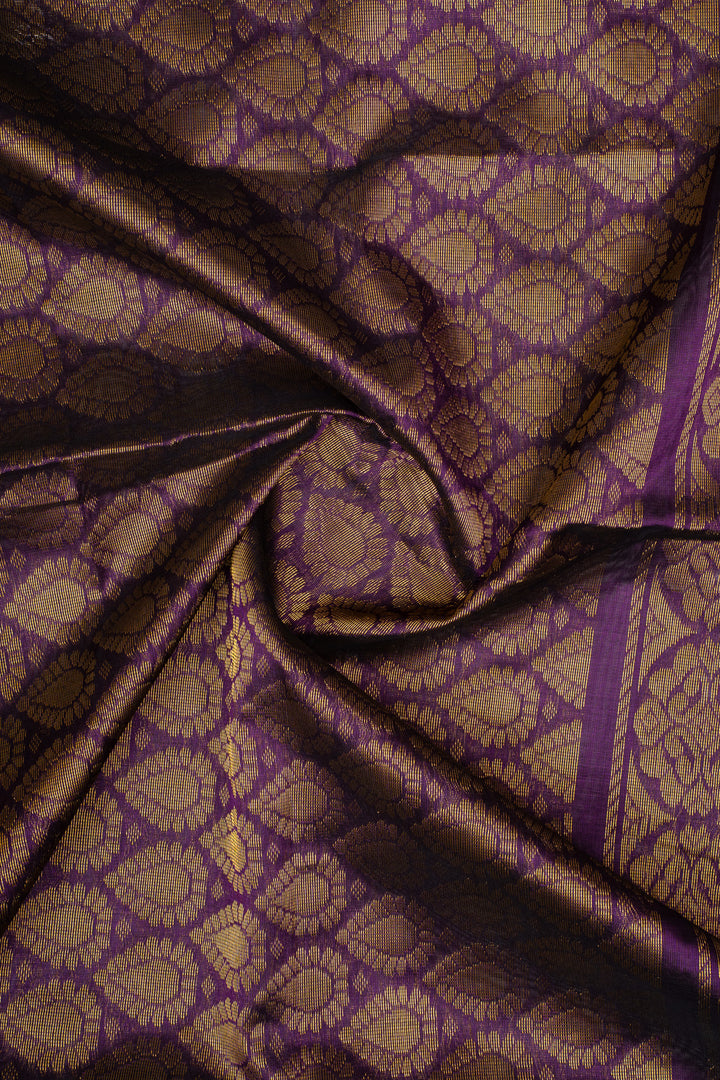 Purple Checks Pure Silk Cotton Saree