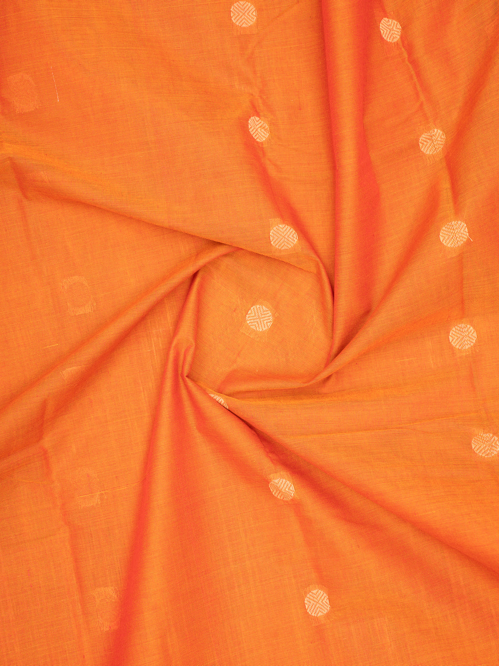 Orange Pure Kanchi Cotton Saree - Clio Silks