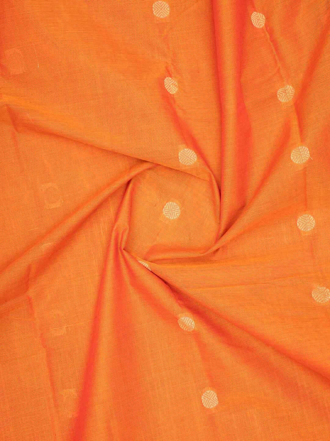 Orange Pure Kanchi Cotton Saree - Clio Silks