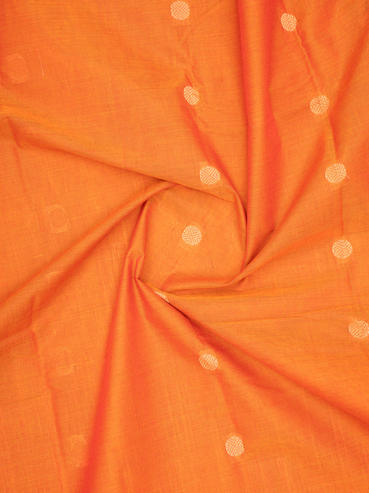 Orange Pure Kanchi Cotton Saree - Clio Silks