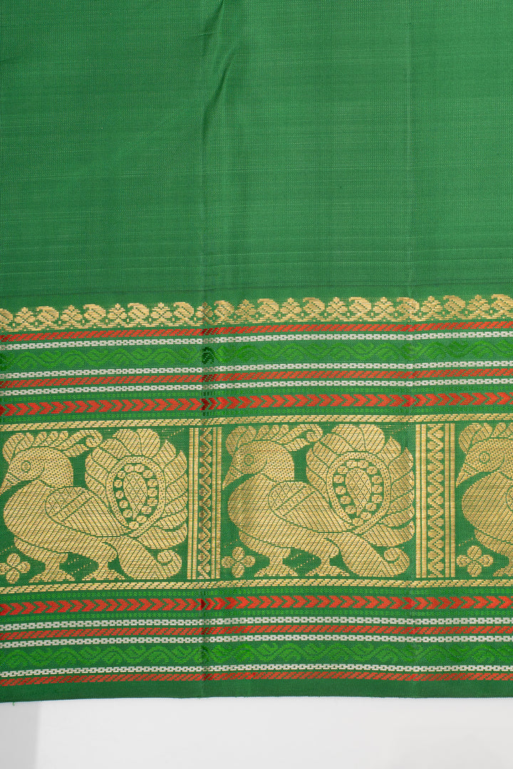 Pastel Green Zari Checks Pure Kanchipuram Silk Saree