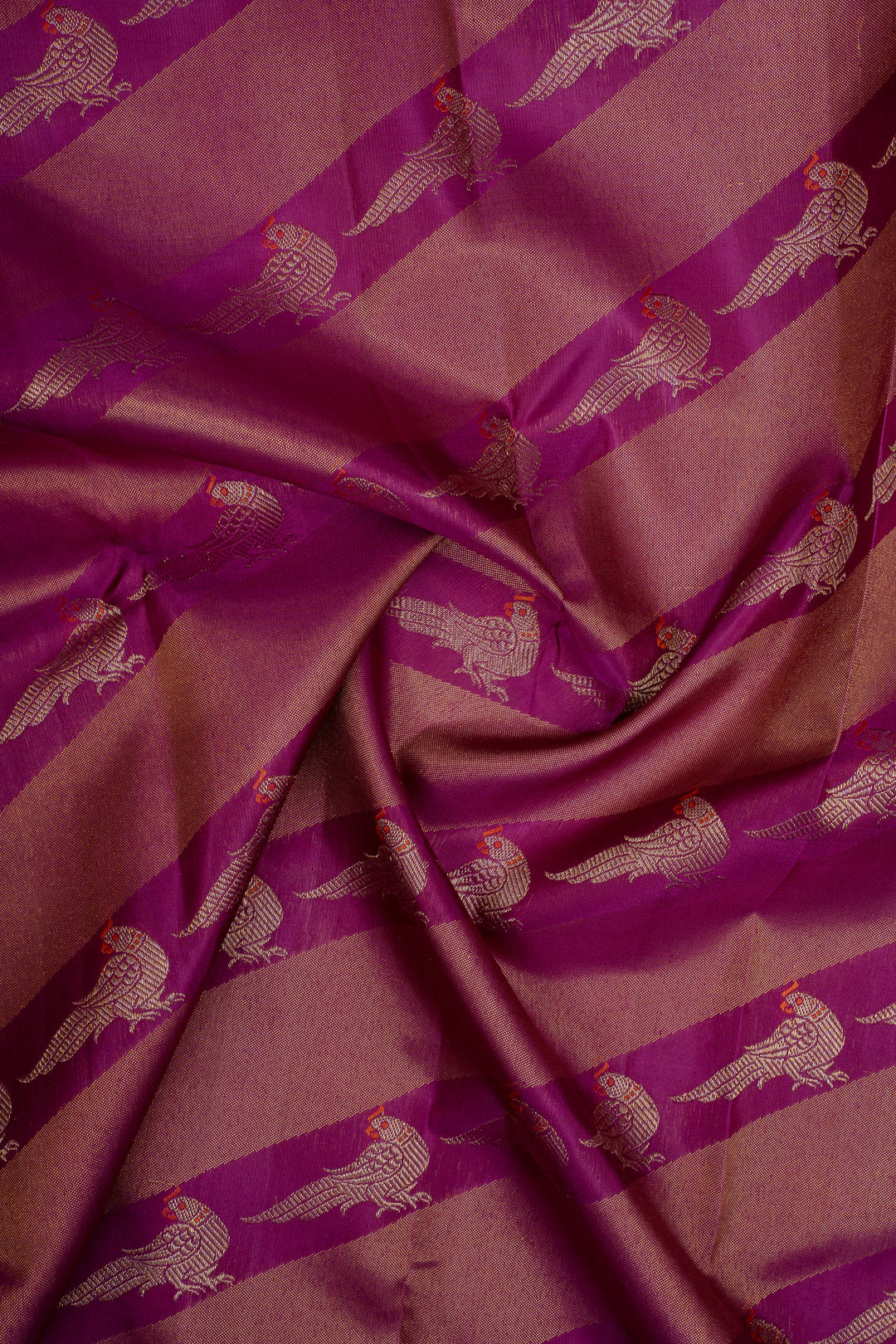 Royal magenta parrot brocade pure kanchipuram silk saree