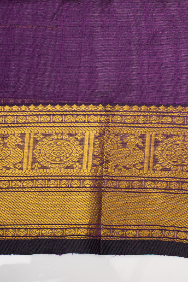 Purple Checks Pure Silk Cotton Saree