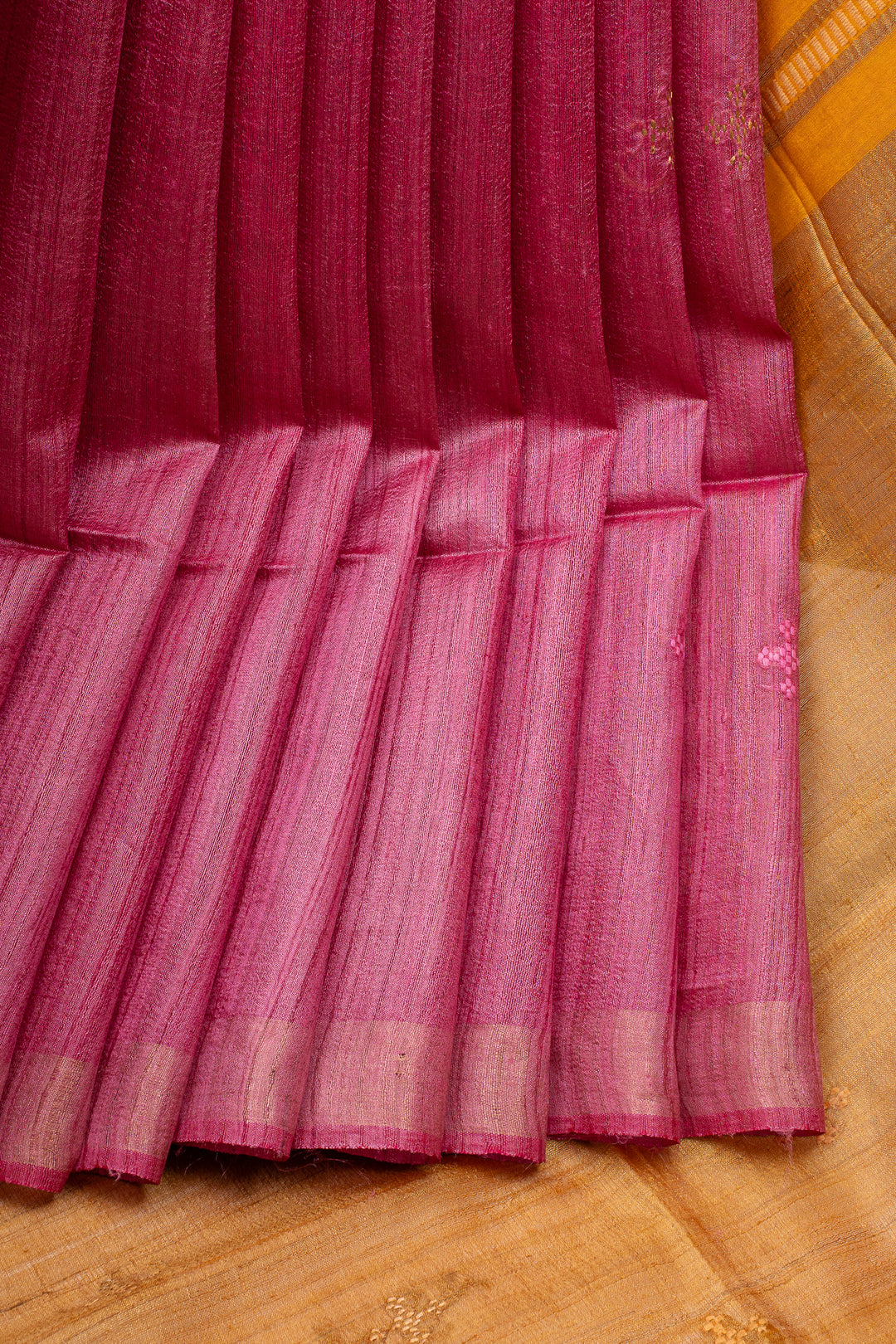 Pink Sequins Pure Muslin Organza Pure Tussar Saree