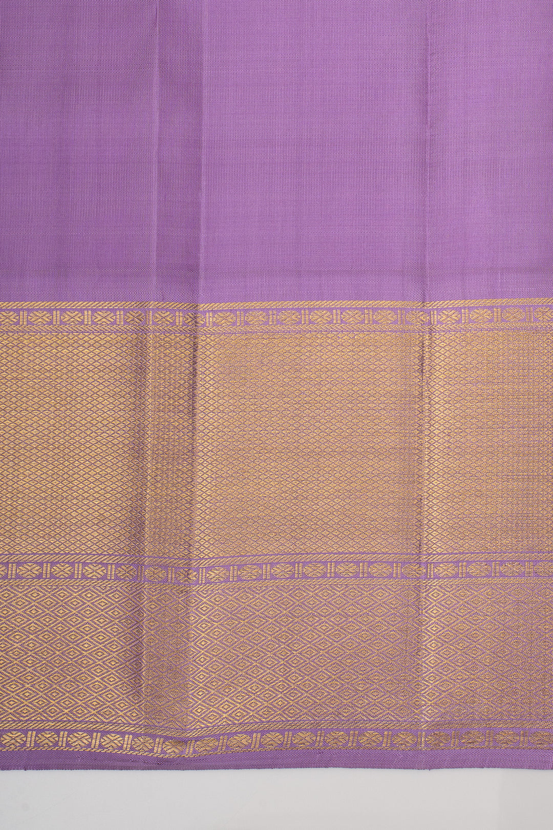Champagne Gold and Lilac Stripes Pure Kanchipuram Silk Saree