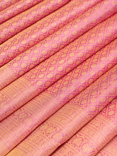 Lotus Pink Turning Border Brocade Pure Kanchipuram Silk Saree