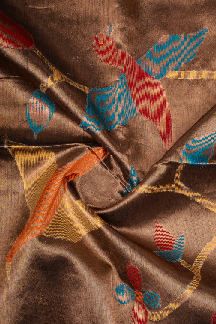 Black Organza Pure Handloom Fancy Pallu Pure Tussar Saree