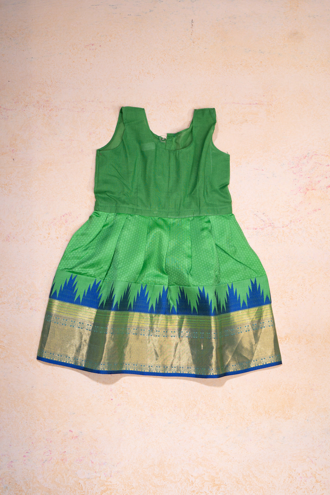 Pink and Green Pure Silk 2 Year Pattu Pavadai - Clio Silks