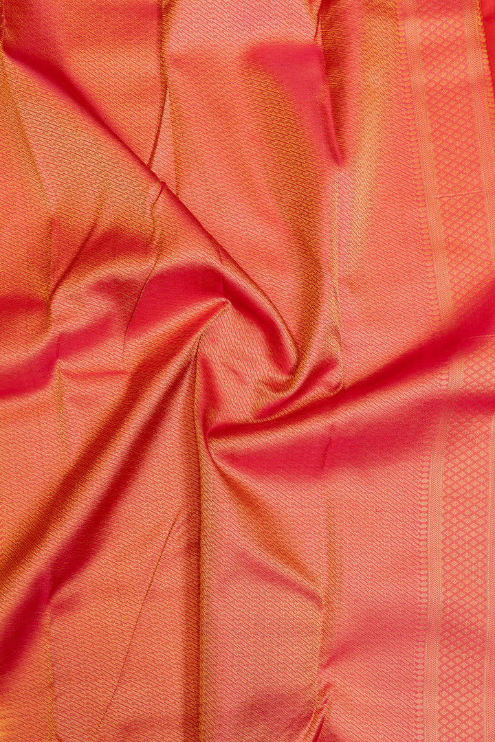 Peach zari stripes pure Kanchipuram  silk saree
