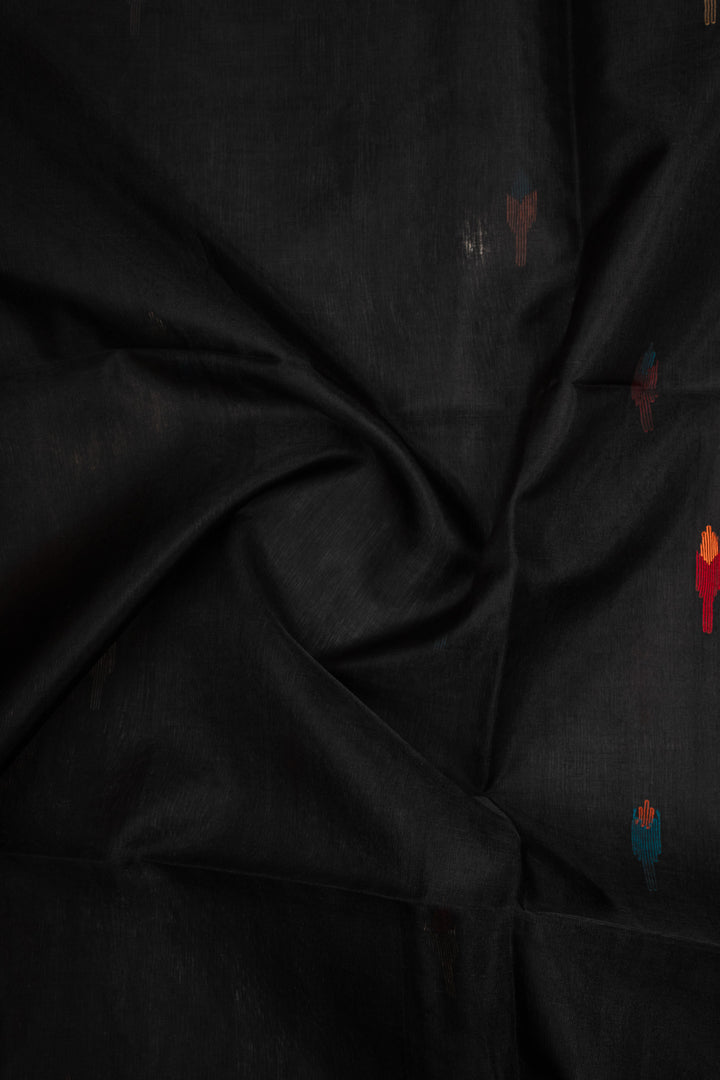 Black Organza Pure Handloom Fancy Pallu Pure Tussar Saree