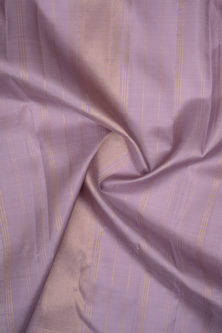 Cream and lilac multi checks pure kanchipuram silk saree