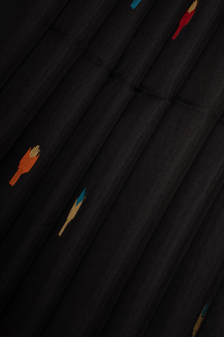 Black Organza Pure Handloom Fancy Pallu Pure Tussar Saree