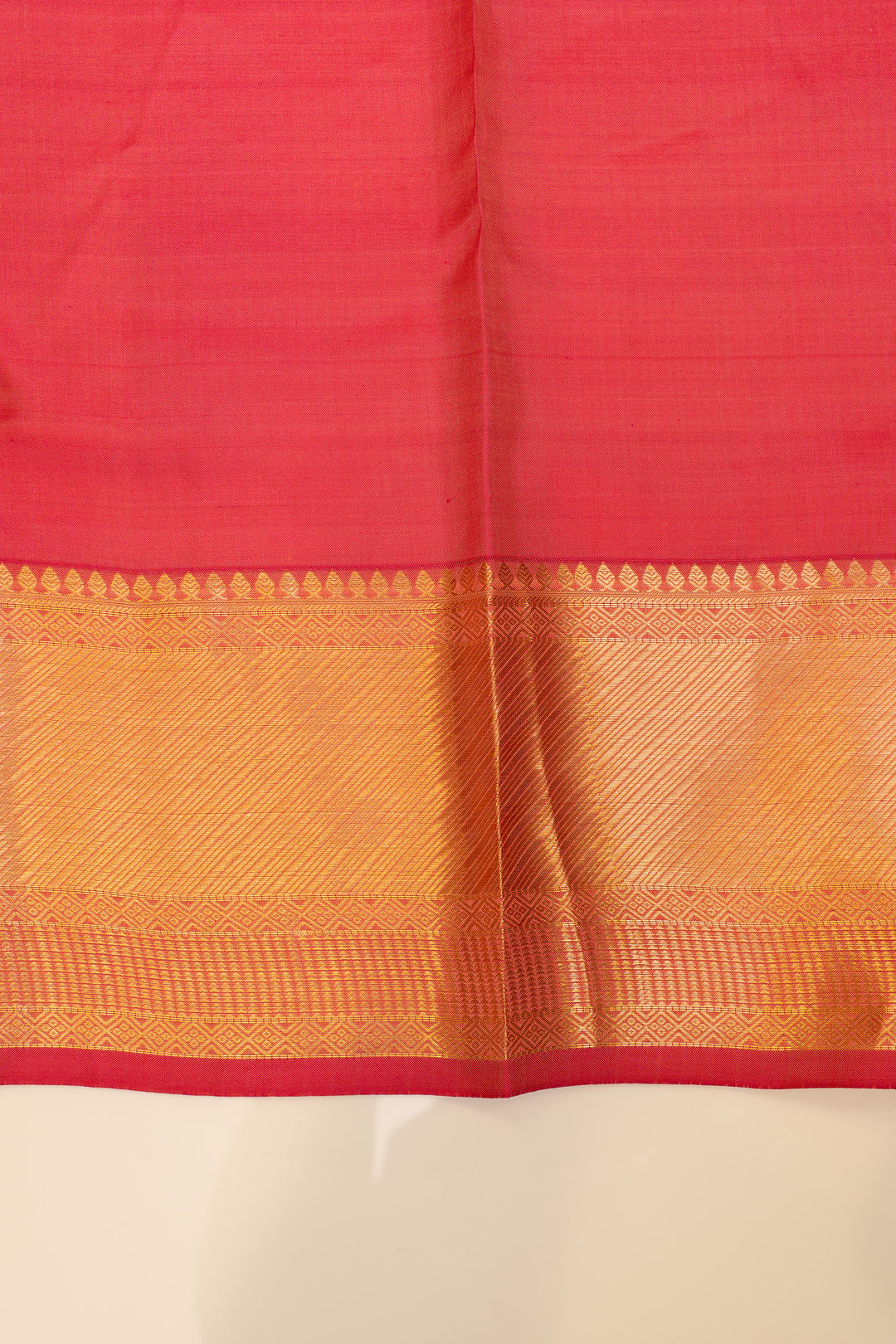 Peach zari stripes pure Kanchipuram  silk saree