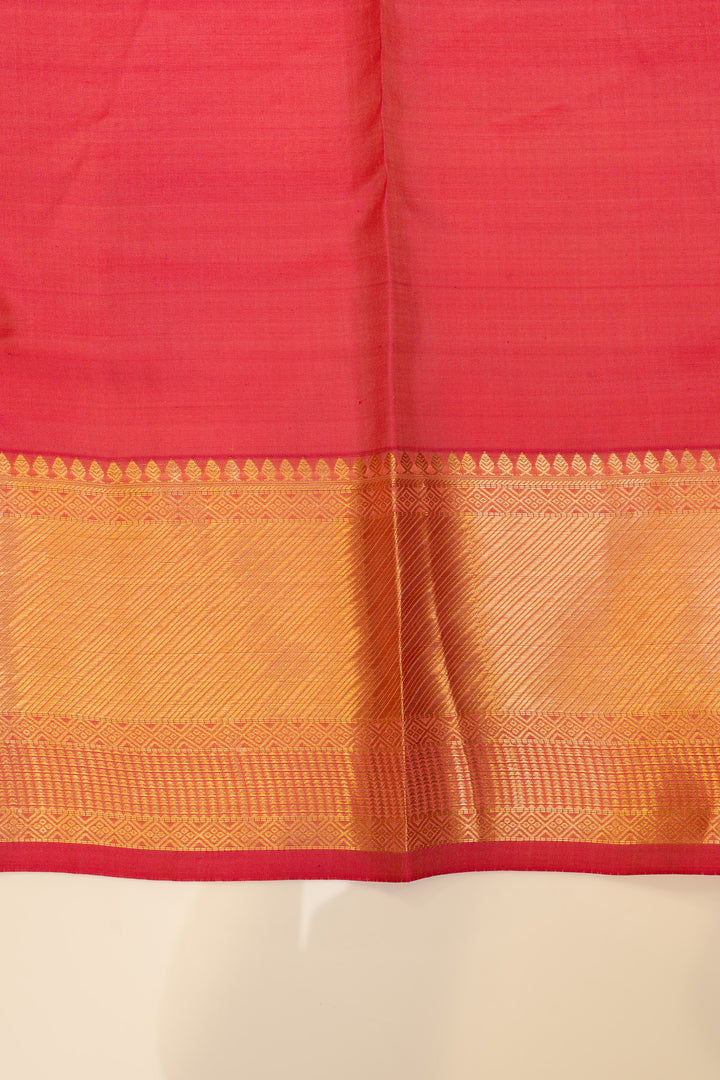 Peach zari stripes pure Kanchipuram  silk saree