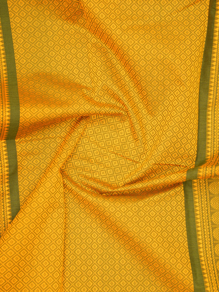 Mehendi Green Pure Kanchi Cotton Saree - Clio Silks