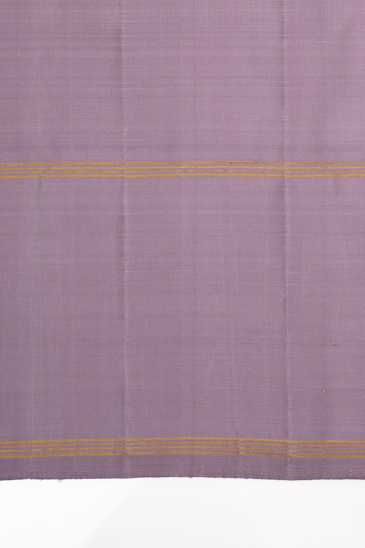 Cream and lilac multi checks pure kanchipuram silk saree