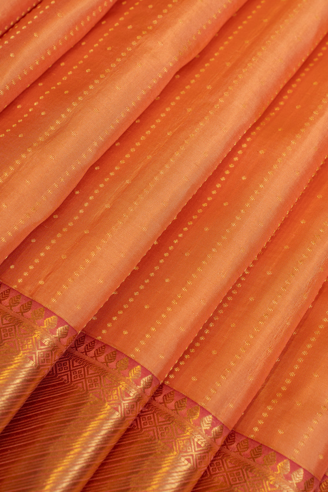Peach zari stripes pure Kanchipuram  silk saree
