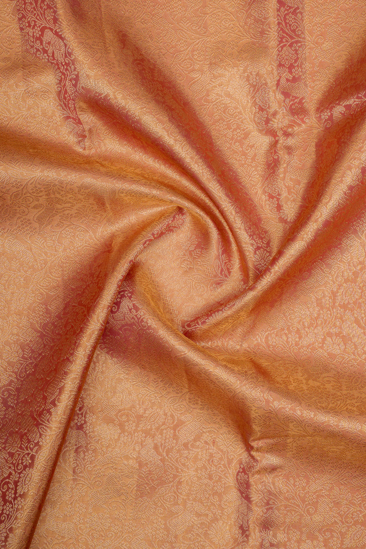 Peach tissue brocade pure kanchipuram silk saree