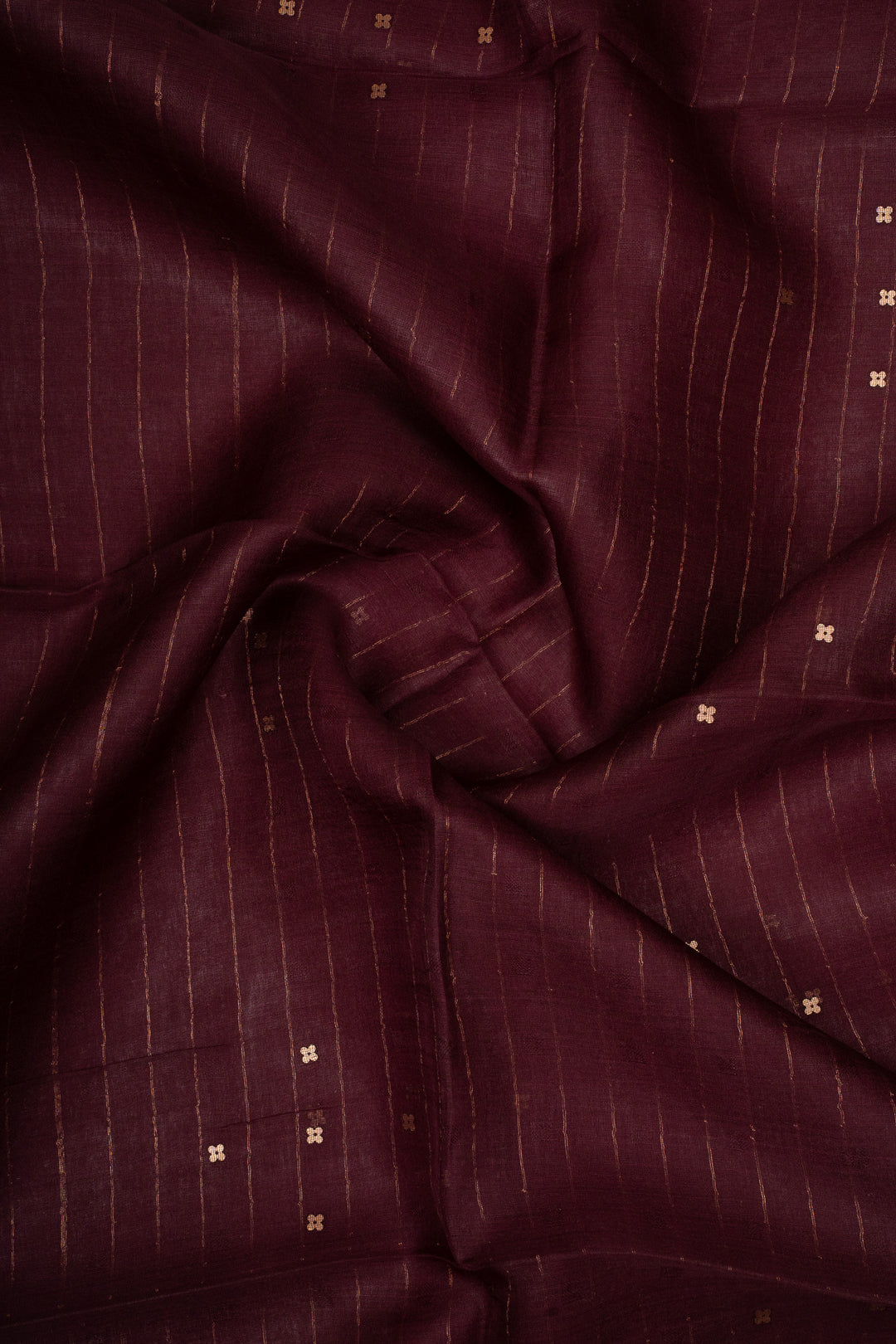 Maroon Sequins Pure Handloom Muslin Organza Pure Tussar Saree
