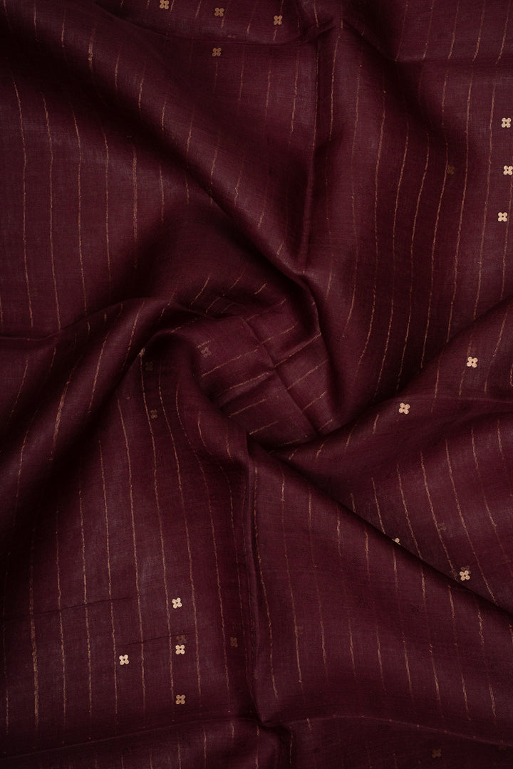 Maroon Sequins Pure Handloom Muslin Organza Pure Tussar Saree