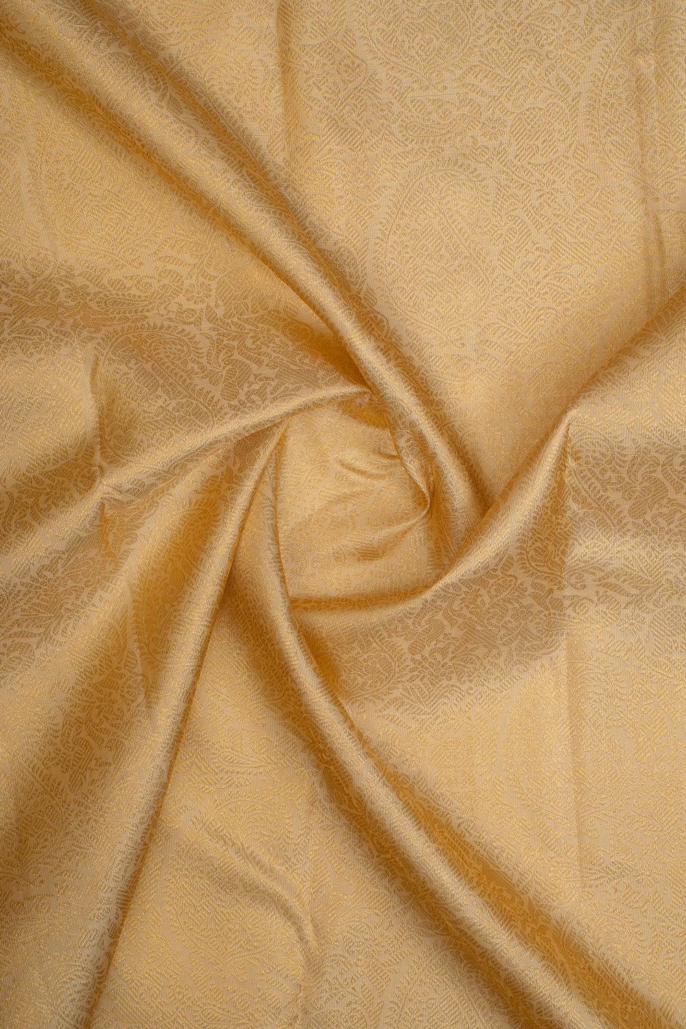 Champagne gold paisley brocade pure kanchipuram silk saree