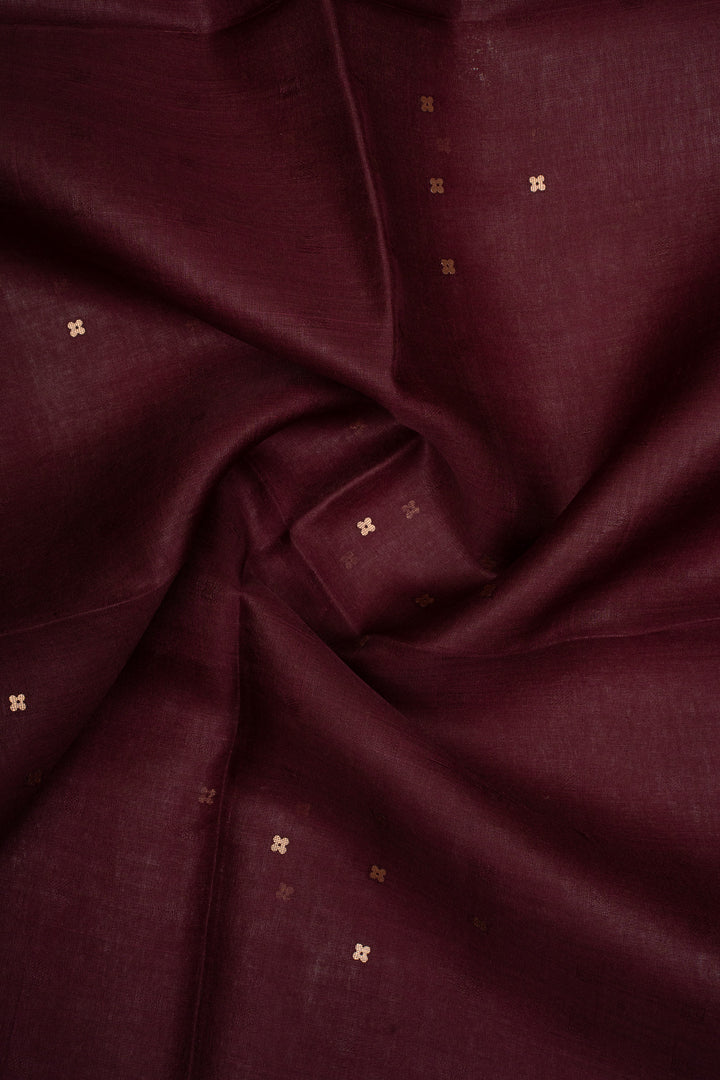 Maroon Sequins Pure Handloom Muslin Organza Pure Tussar Saree