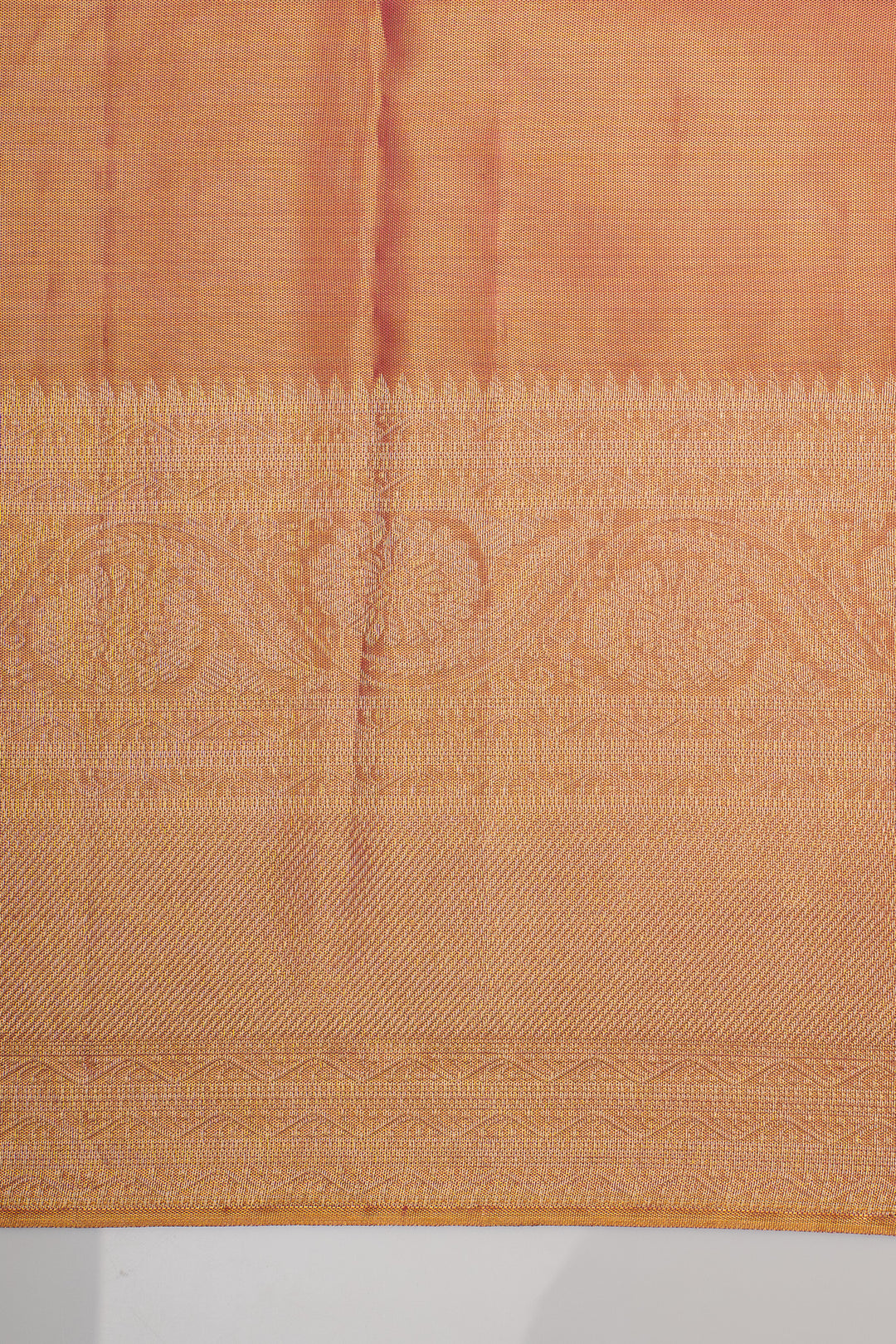 Peach tissue brocade pure kanchipuram silk saree