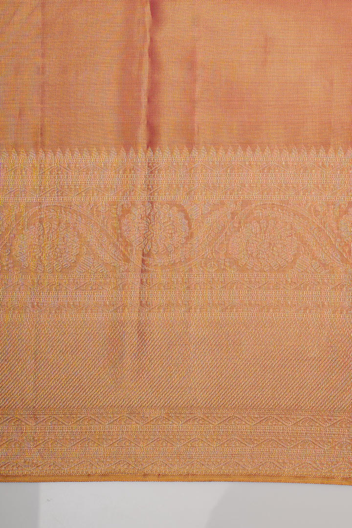 Peach tissue brocade pure kanchipuram silk saree