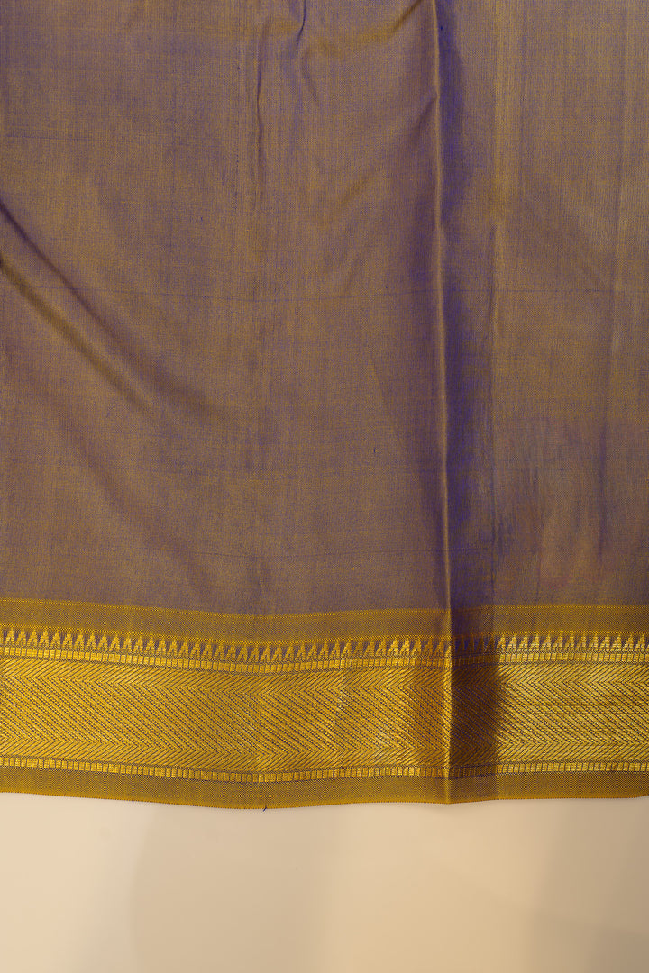 Purple and mustard pure Kanchipuram silk saree