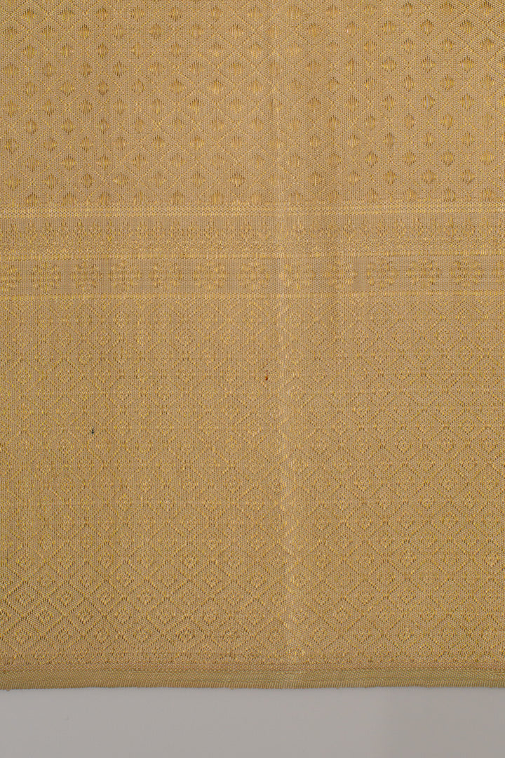 Champagne gold paisley brocade pure kanchipuram silk saree