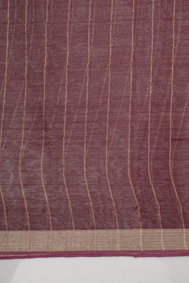 Maroon Sequins Pure Handloom Muslin Organza Pure Tussar Saree