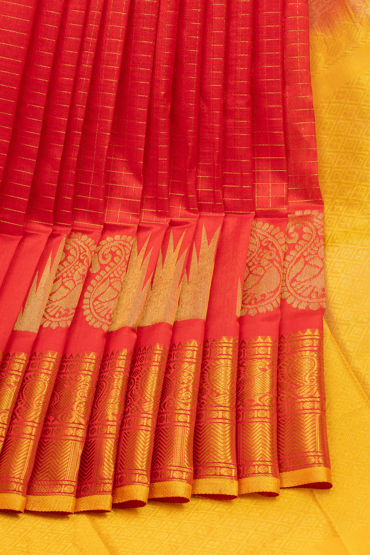 Red and Yellow Traditional Pure Silk Cotton Saree