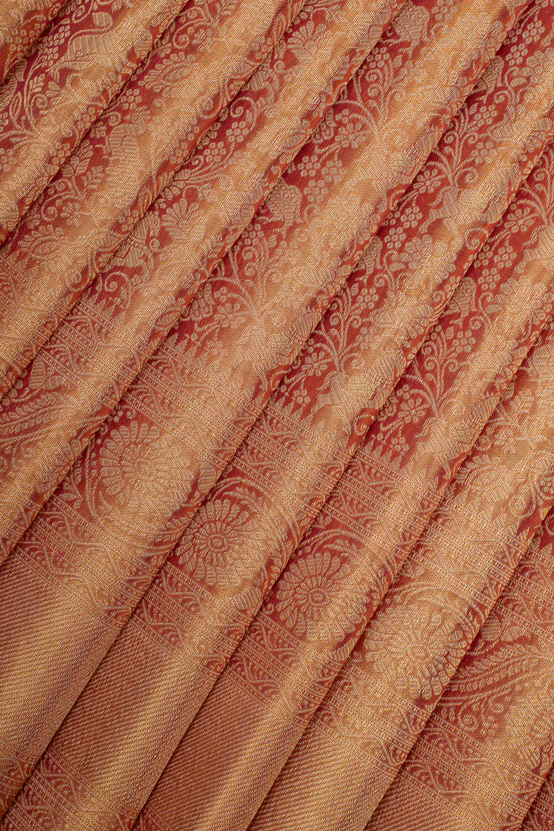 Peach tissue brocade pure kanchipuram silk saree