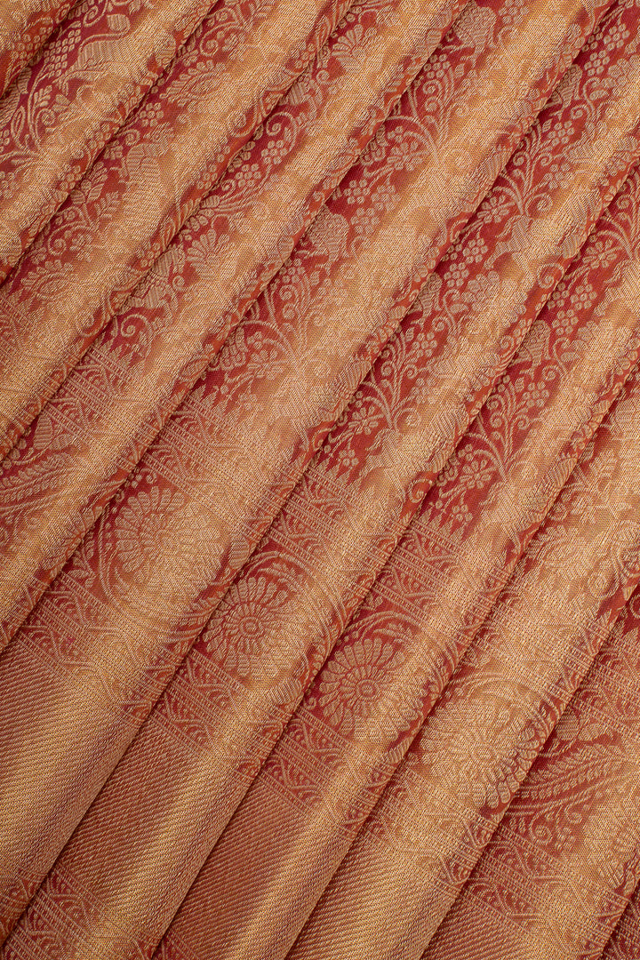 Peach tissue brocade pure kanchipuram silk saree