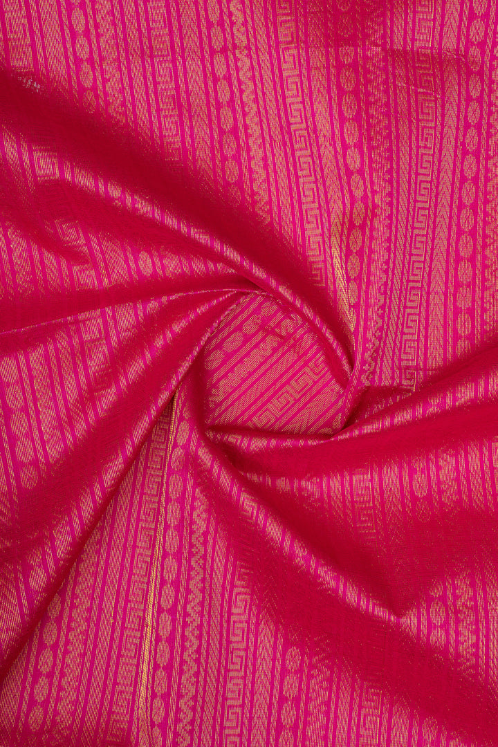 Peach Zari Checks Pure Silk Cotton Saree