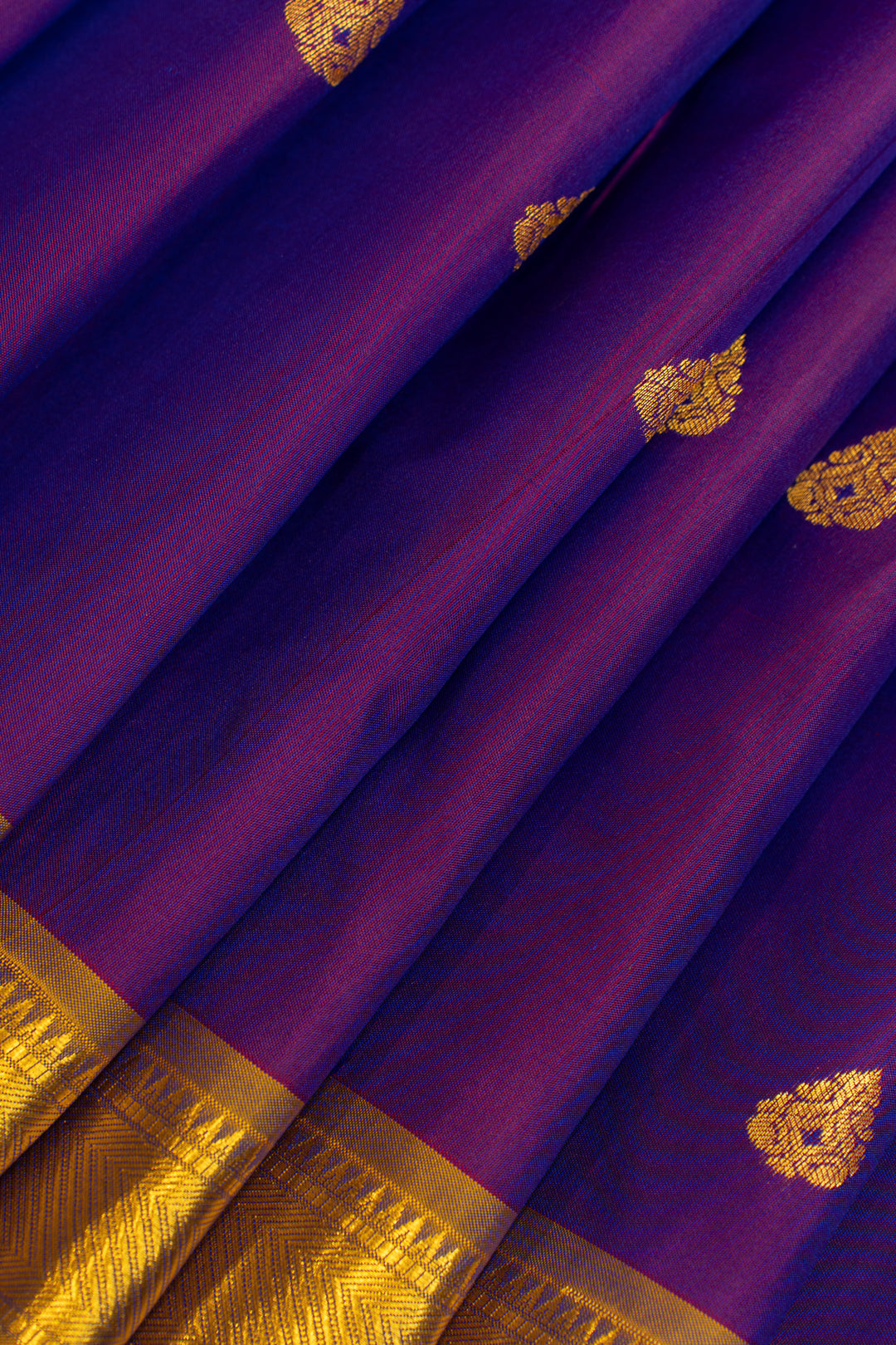 Purple and mustard pure Kanchipuram silk saree
