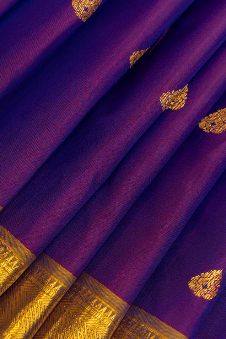 Purple and mustard pure Kanchipuram silk saree