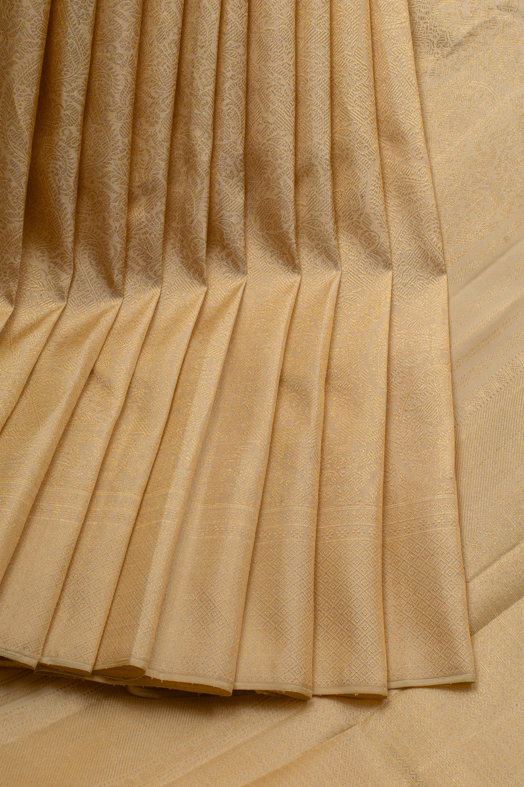 Champagne gold paisley brocade pure kanchipuram silk saree