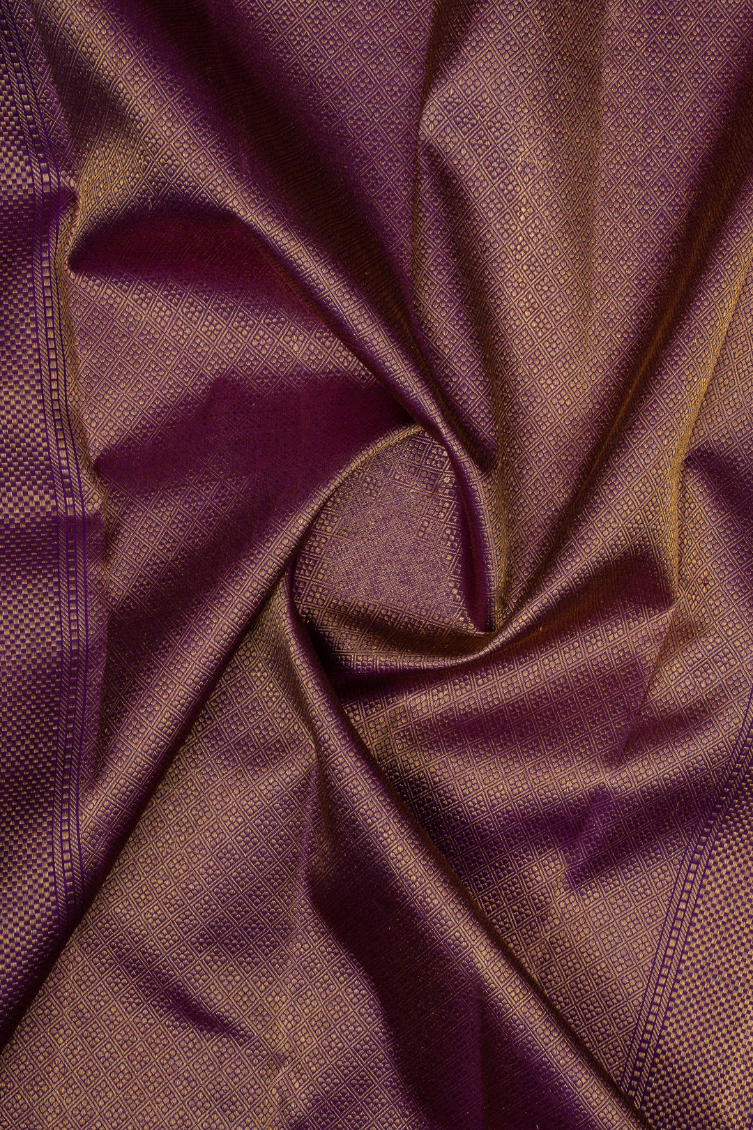 Vintage blue and purple Jamdani neli checks pure kanchipuram silk saree