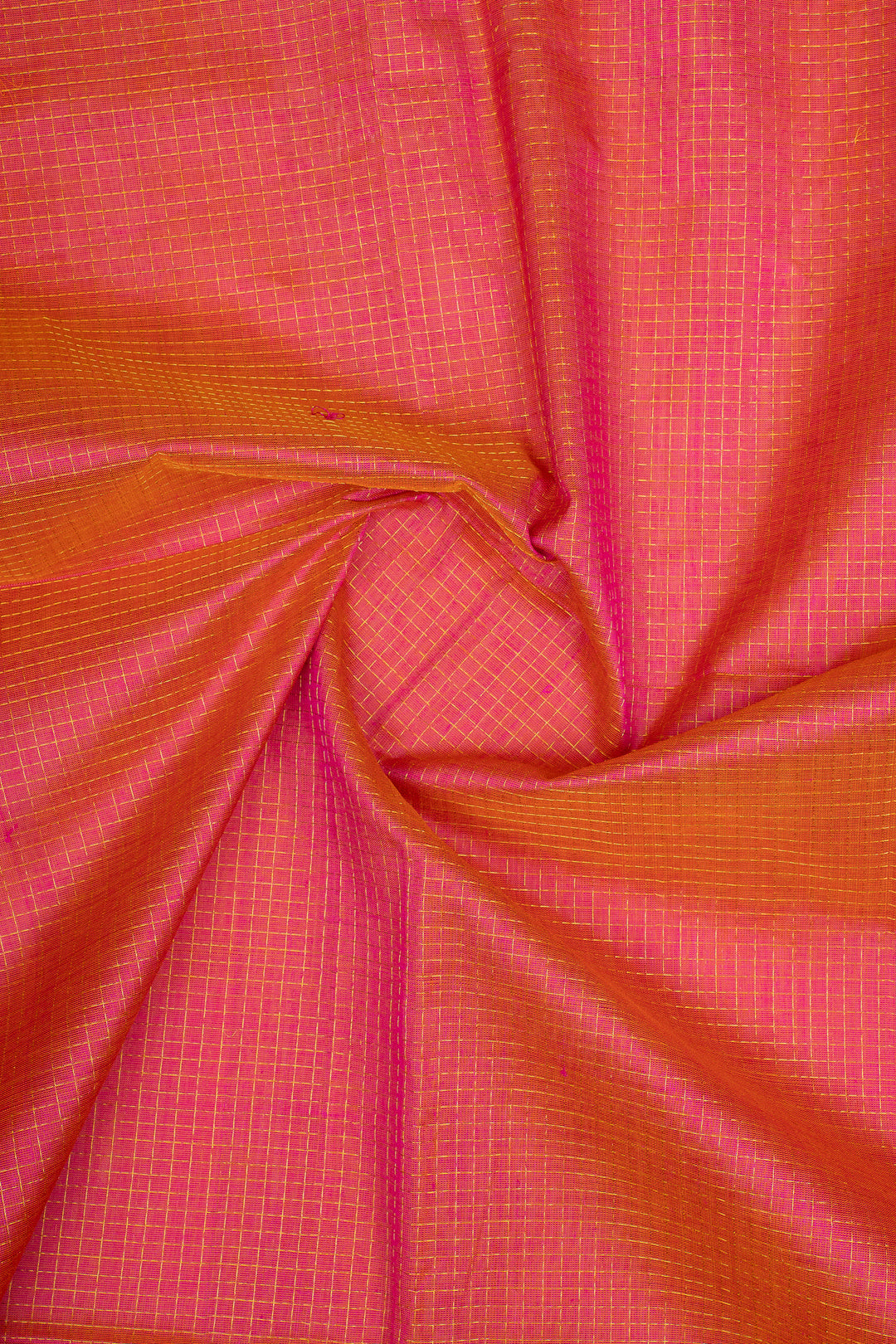 Peach Zari Checks Pure Silk Cotton Saree